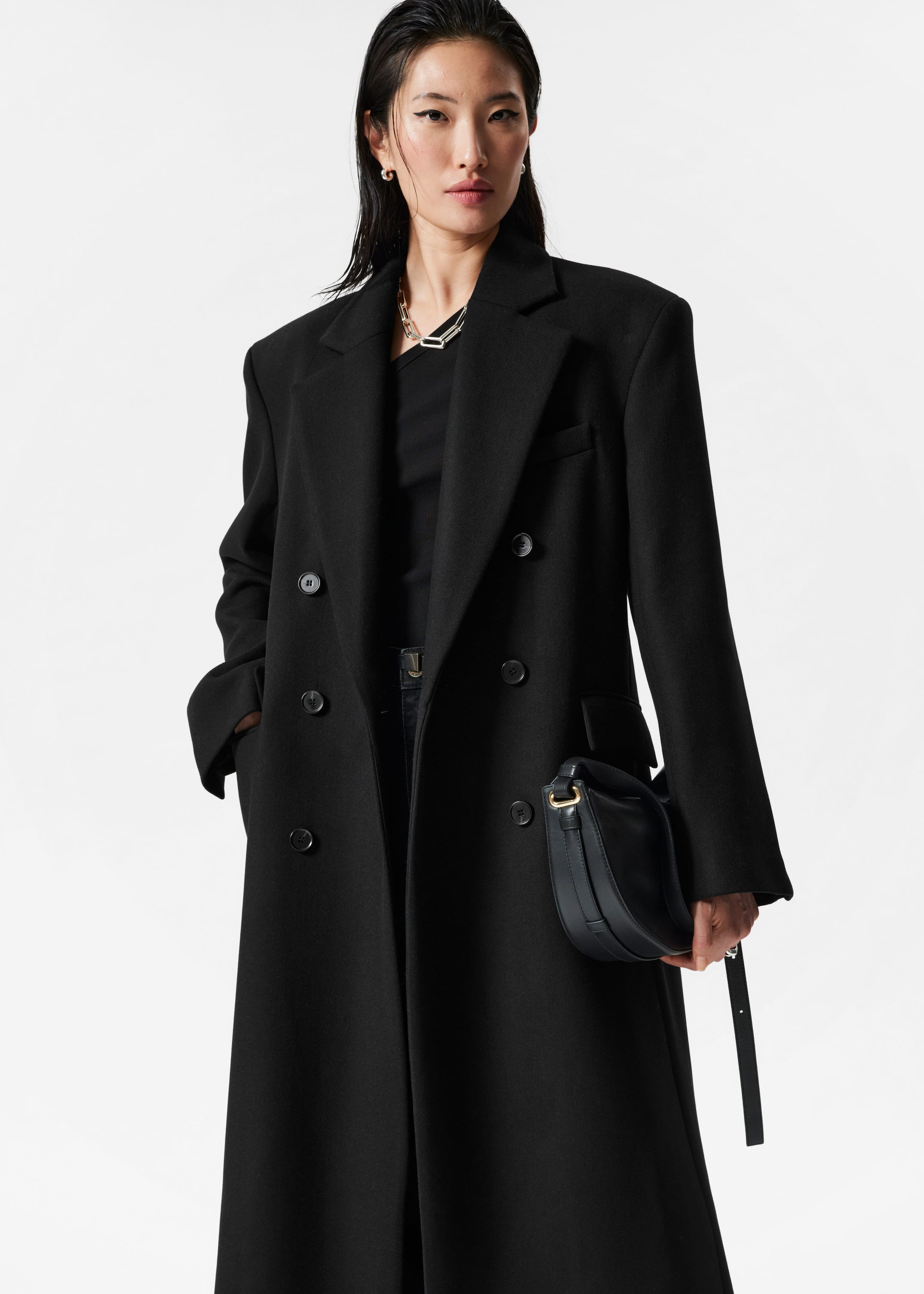 Long black maxi coat best sale