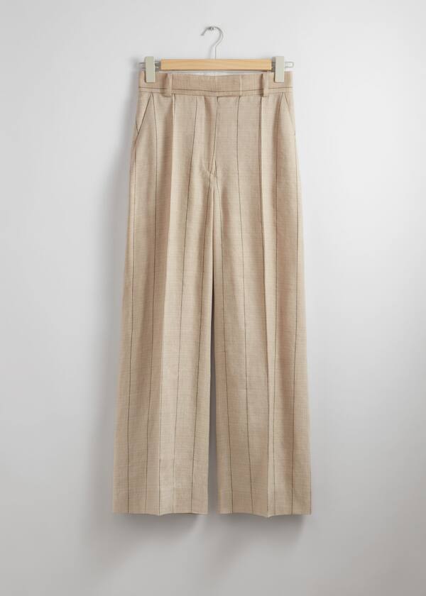 Wide Linen-Blend Trousers