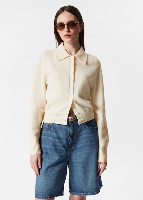 Knitted Collar Cardigan
