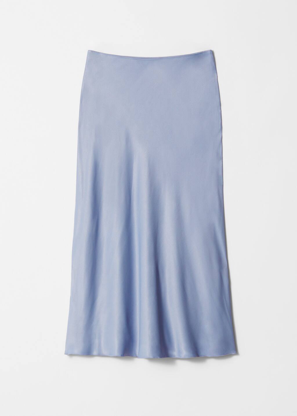 Light Blue Satin Low-Rise Midi Skirt main image 1