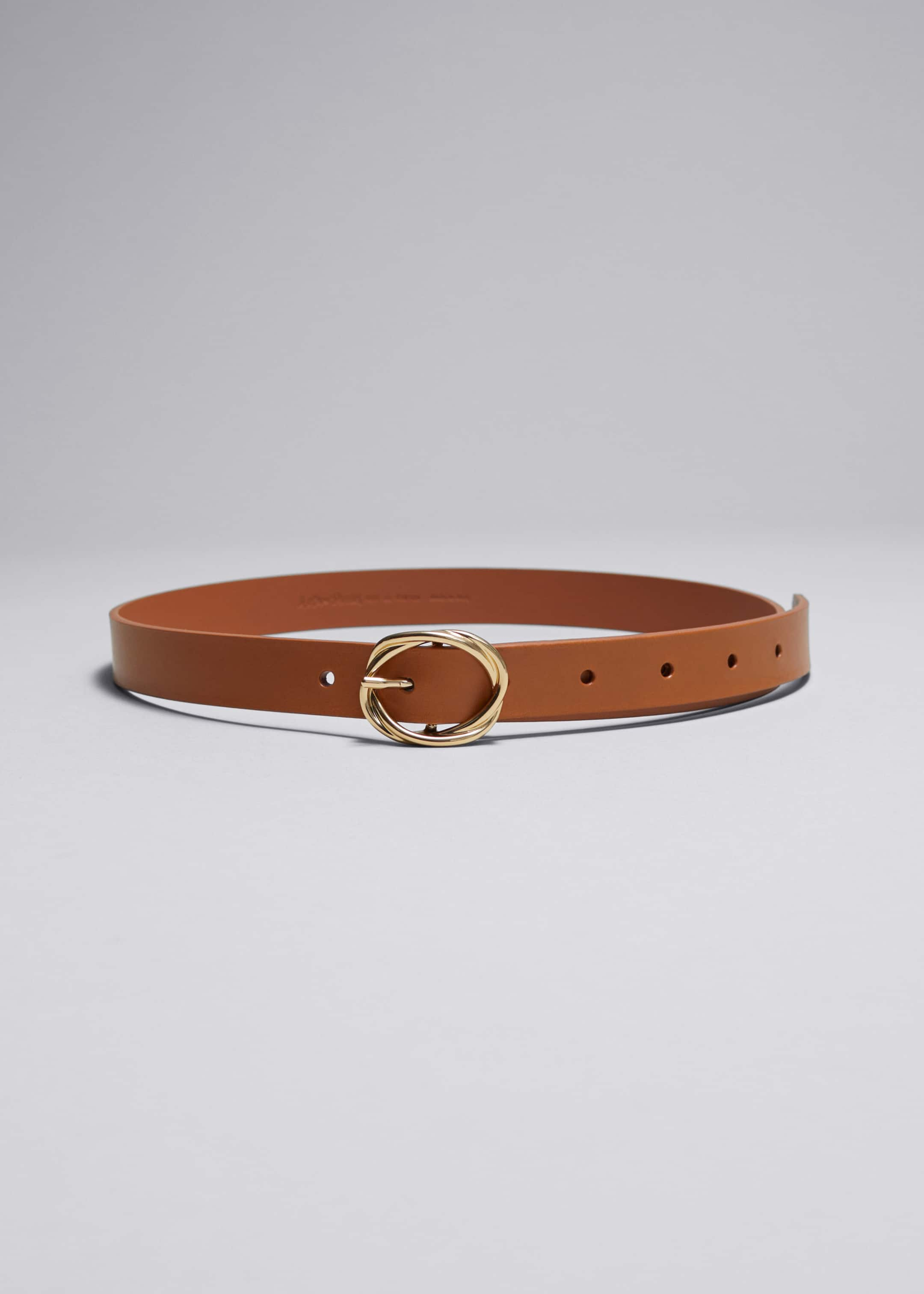 Knot-Buckle Leather Belt - Black - Still Life