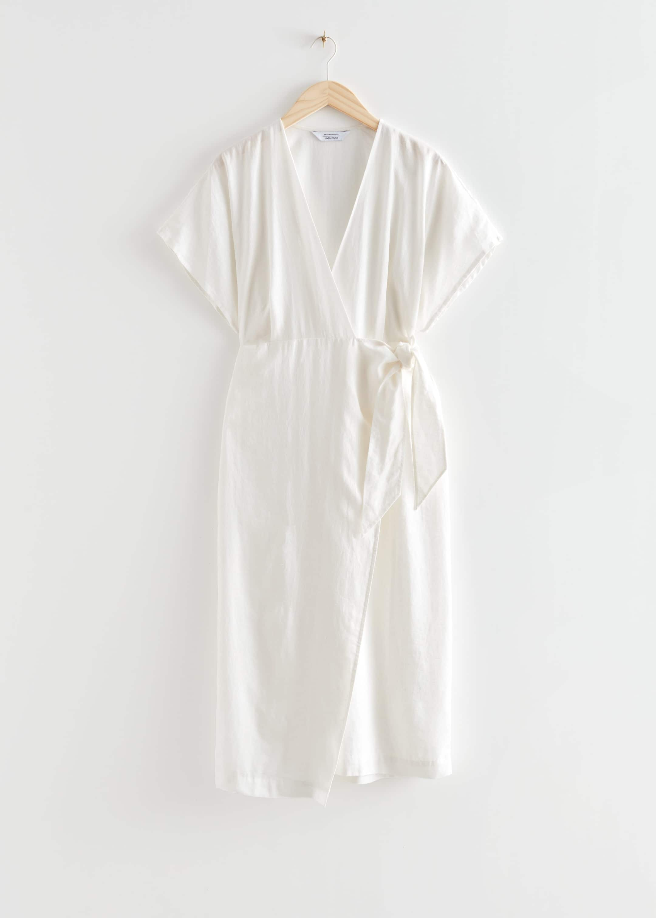 Linen Wrap Midi Dress