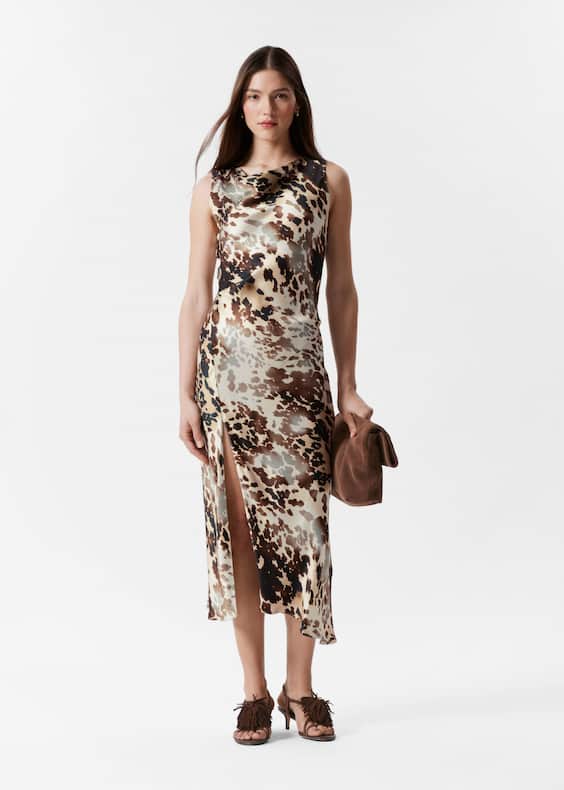 Draped Satin Midi Dress