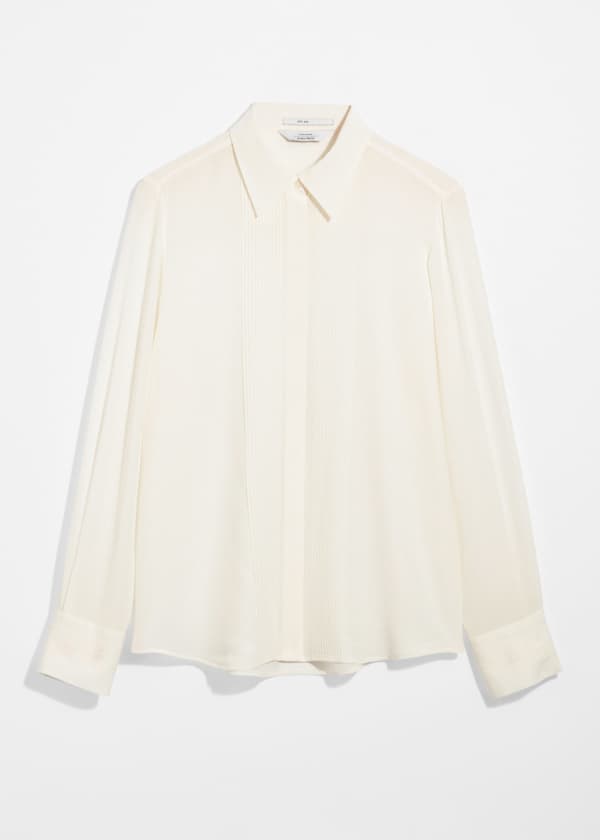 Pintuck-Detailed Silk Shirt