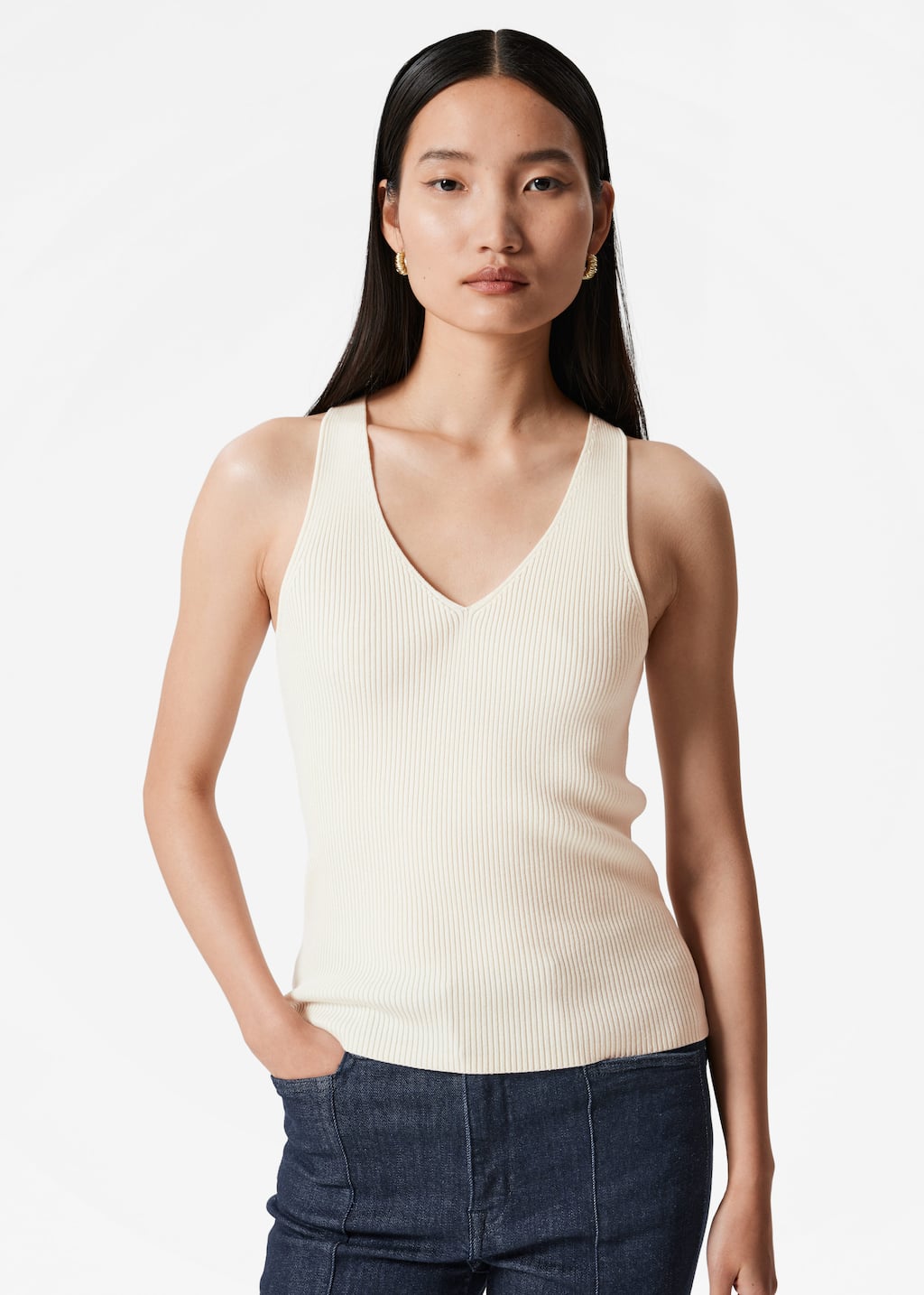 Rib-Knit Top - White - Tanktops & Camisoles - & Other Stories