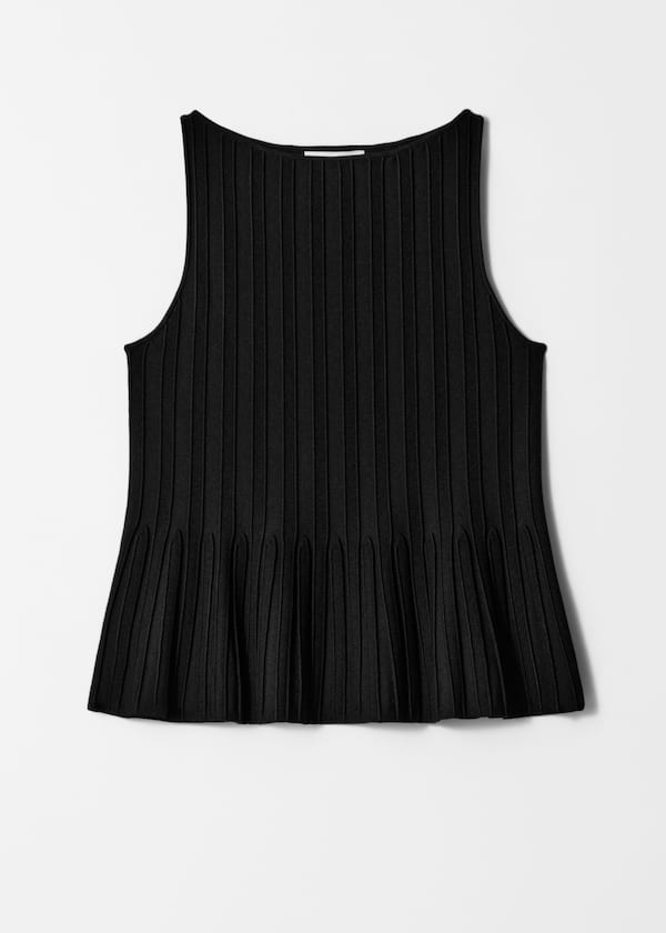 Rib-Knit Peplum Top