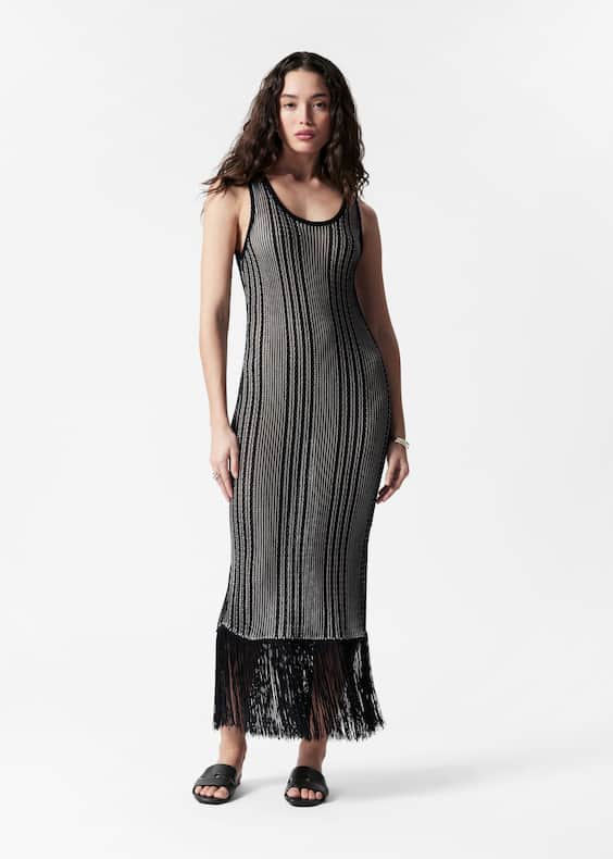 Knitted Fringe Midi Dress