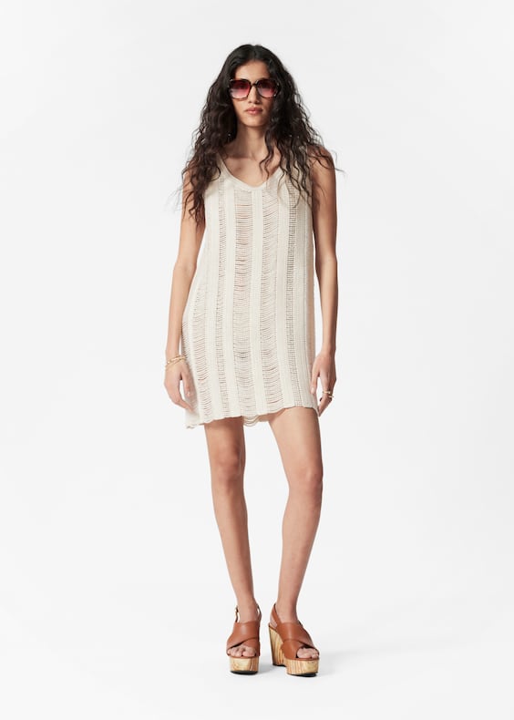 Pearl-Knit Mini Dress