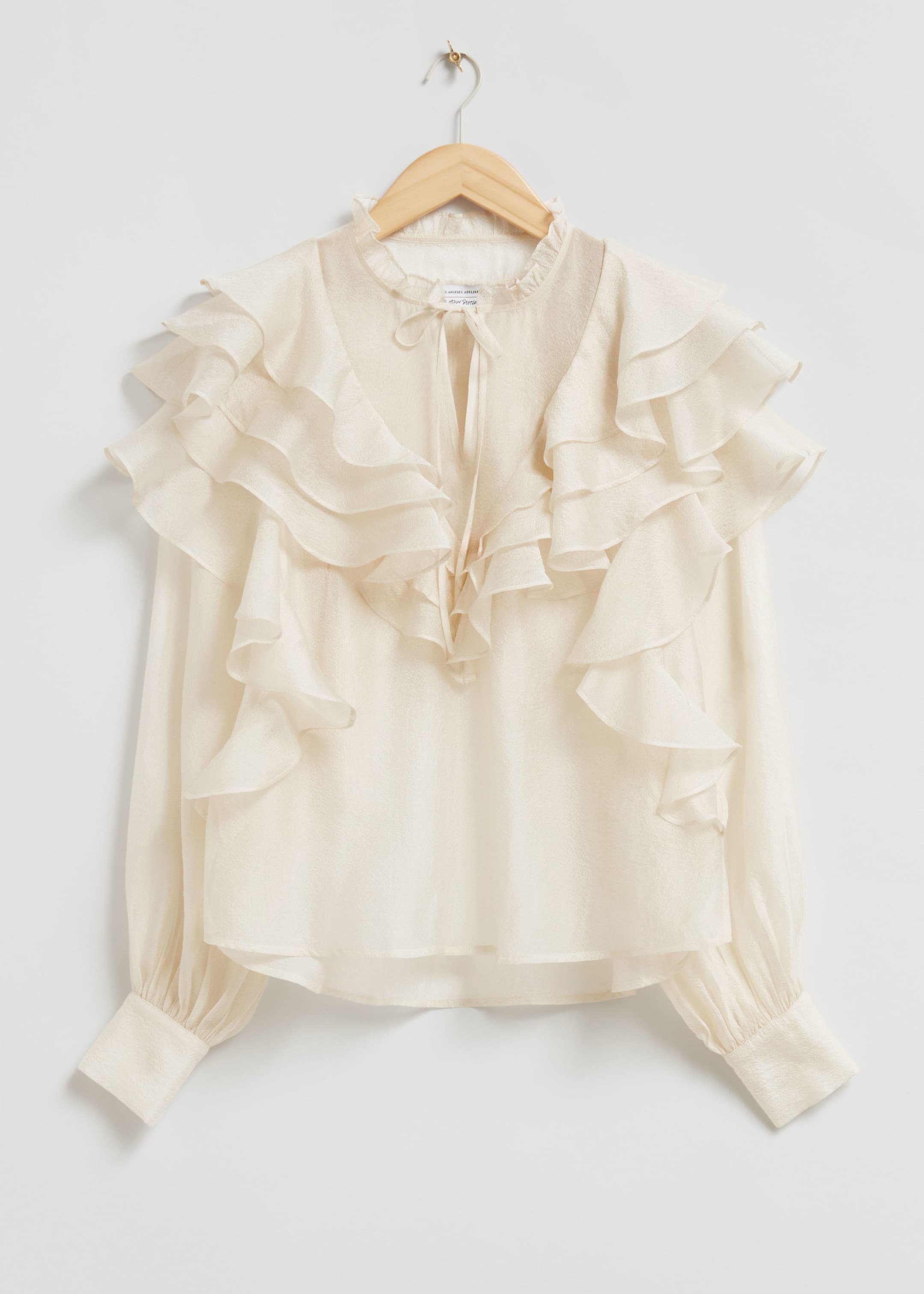 Sheer Ruffle Blouse Ivory Blouses Other Stories DK