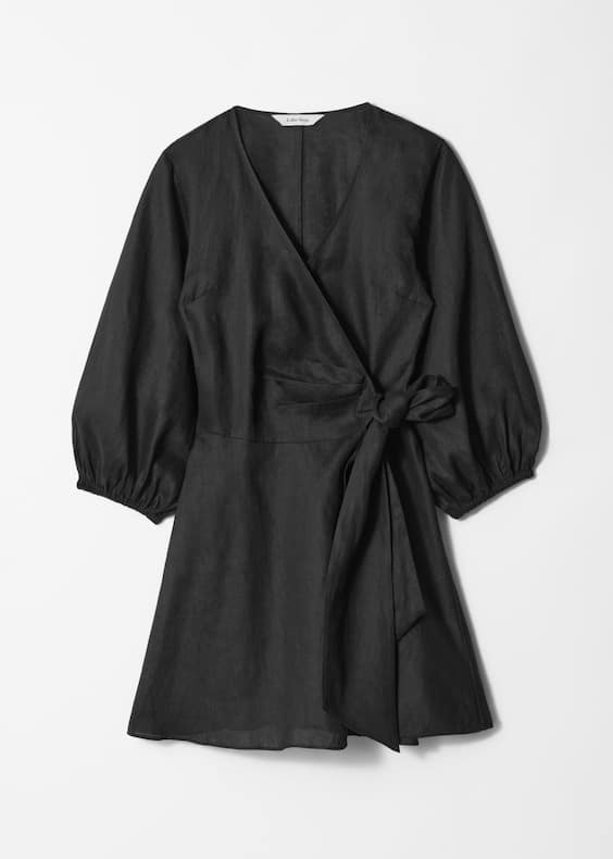 Linen Wrap Mini Dress