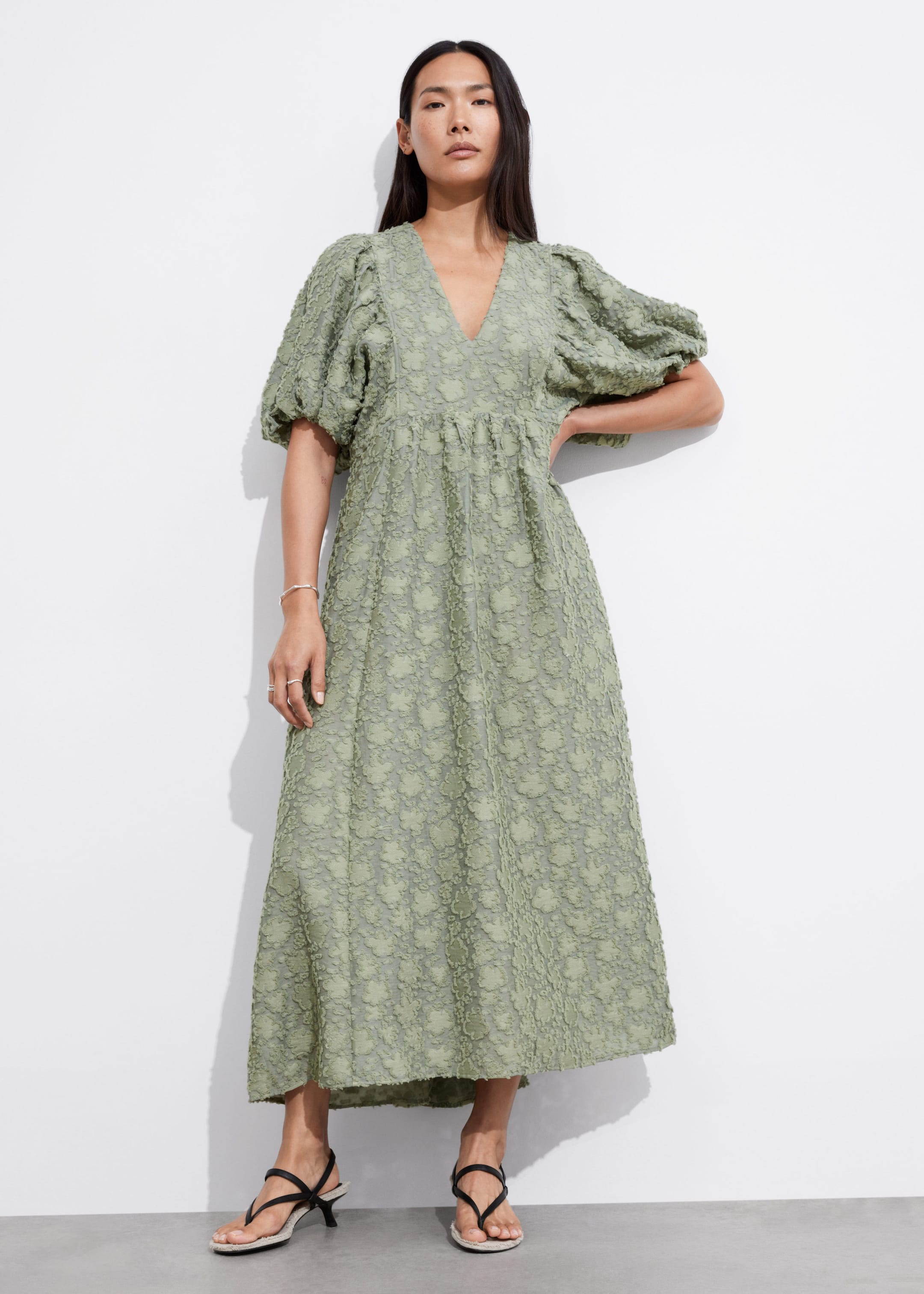 Image of Puff-Sleeve Maxi Dress