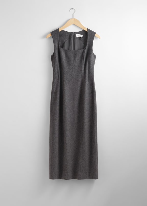 Sleeveless Wool Midi Dress