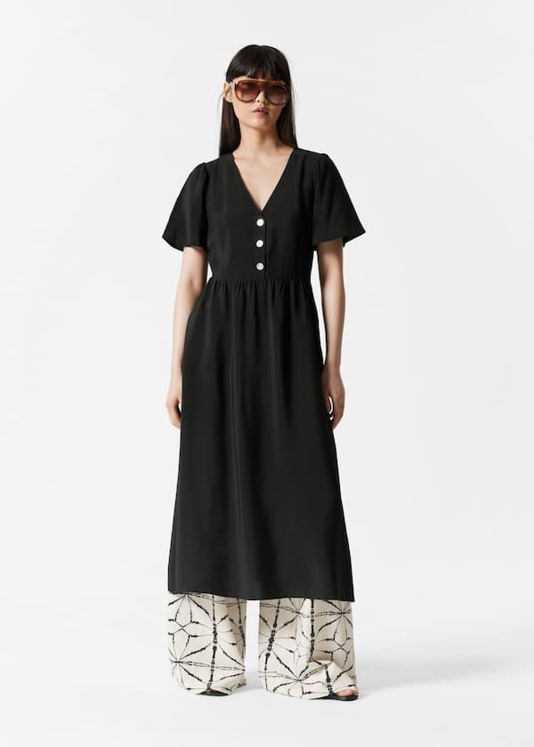 V-Neck Midi Dress