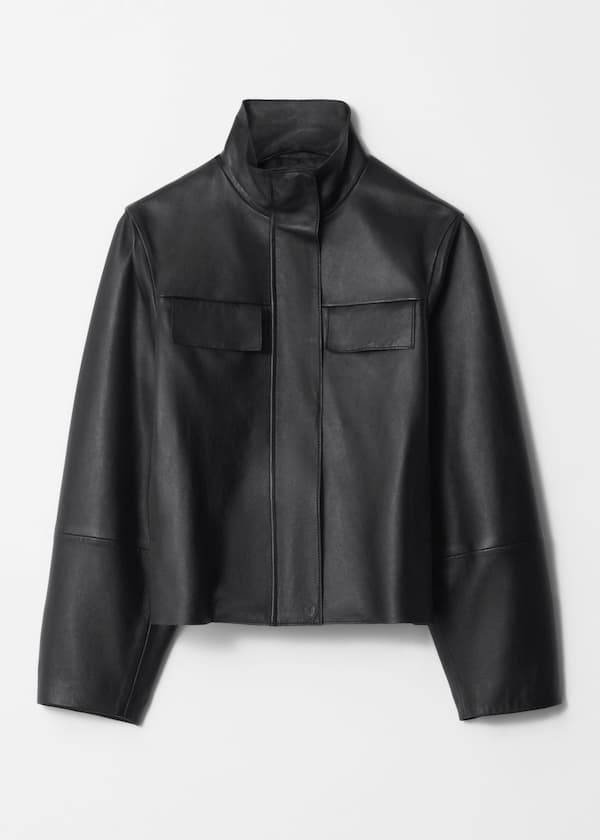 Flap-Pocket Leather Jacket