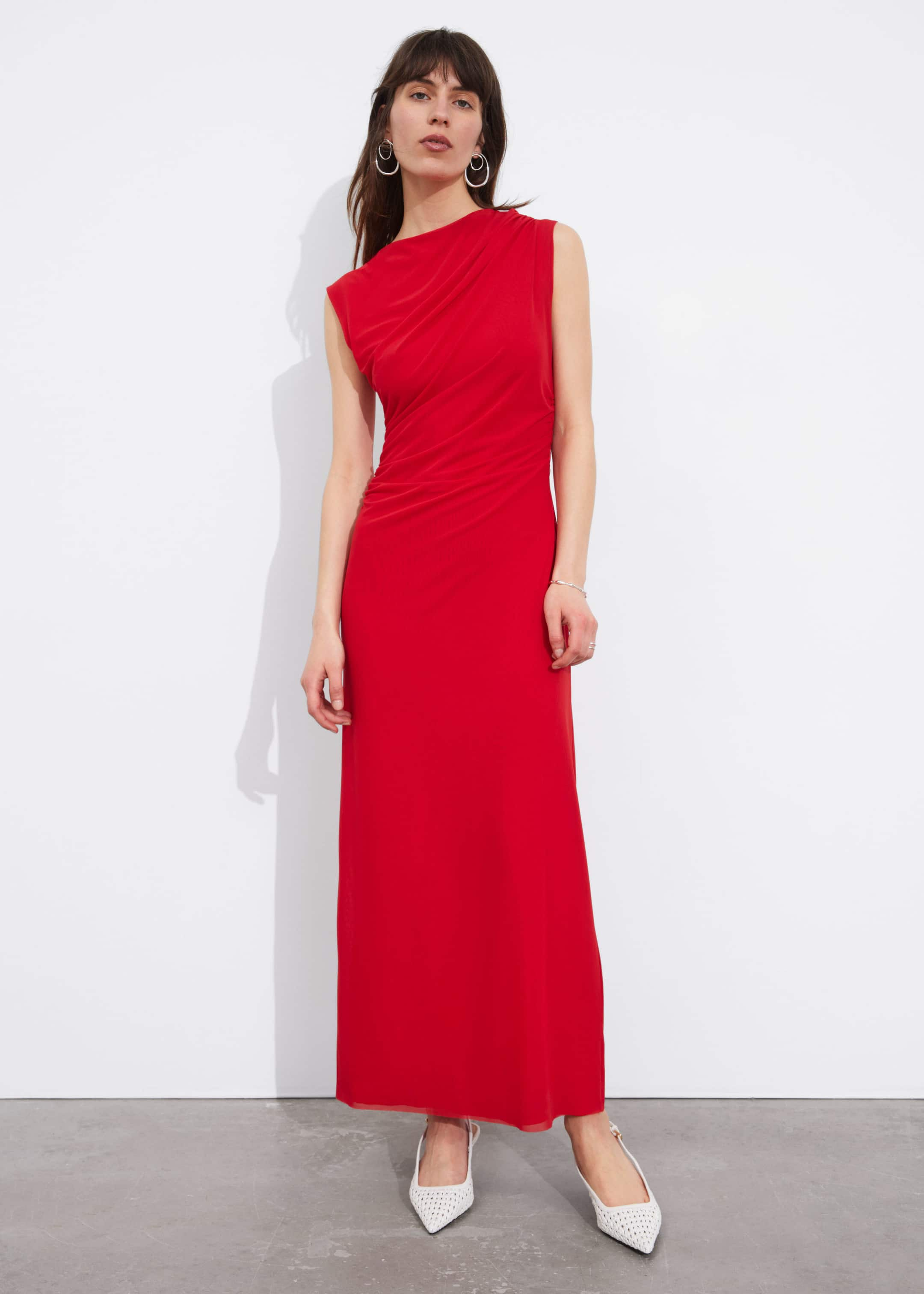 Image of Draped Sleeveless Midi Dress