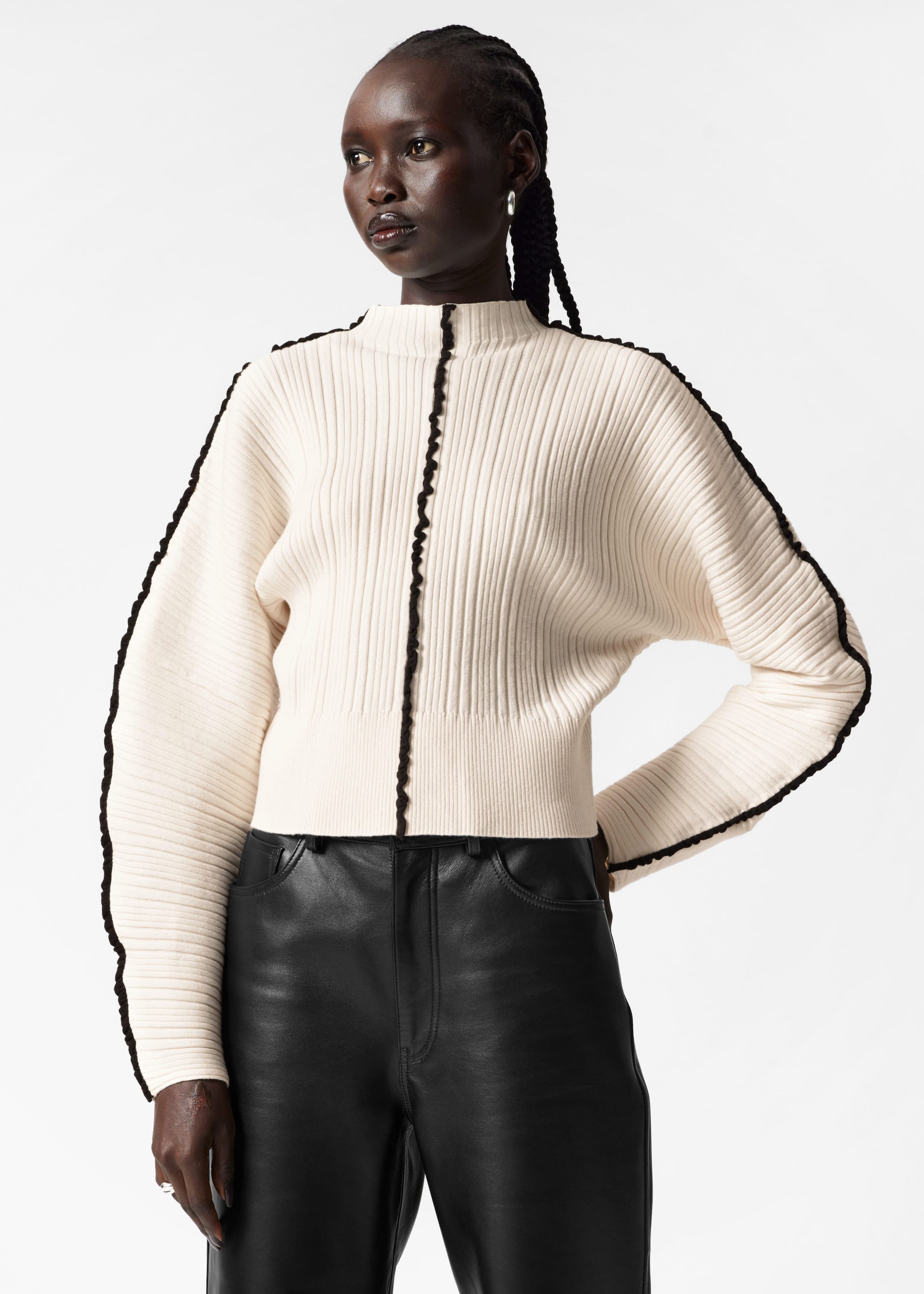 Image of Frilled Rib Knit Jumper