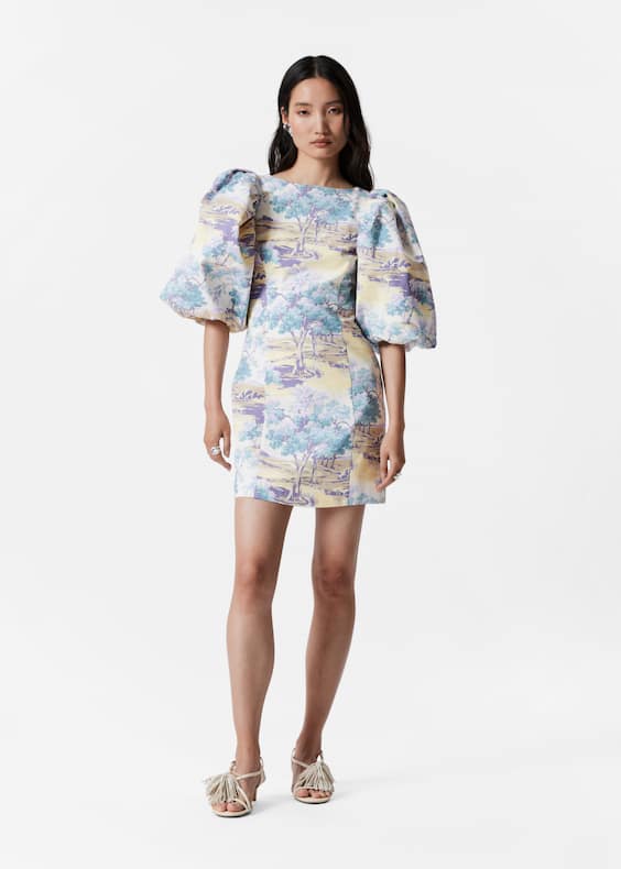 Puff-Sleeve Mini Dress