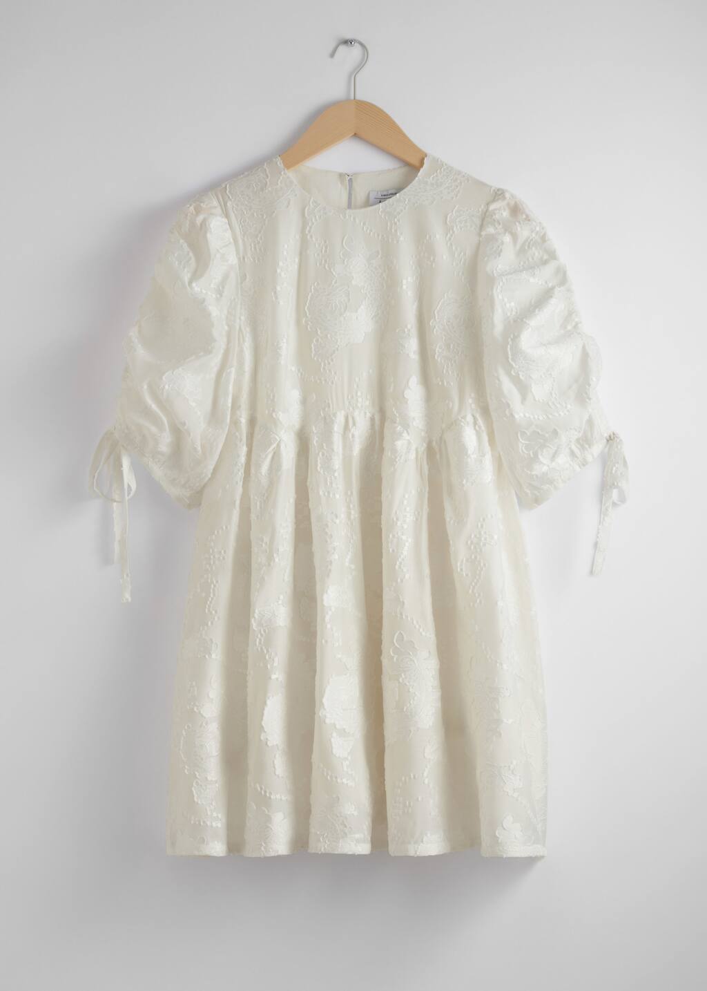 Olive Textured Half Puff Sleeve Mini Dress