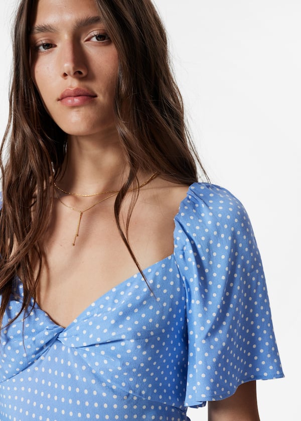 Flutter-Sleeve Midi Dress