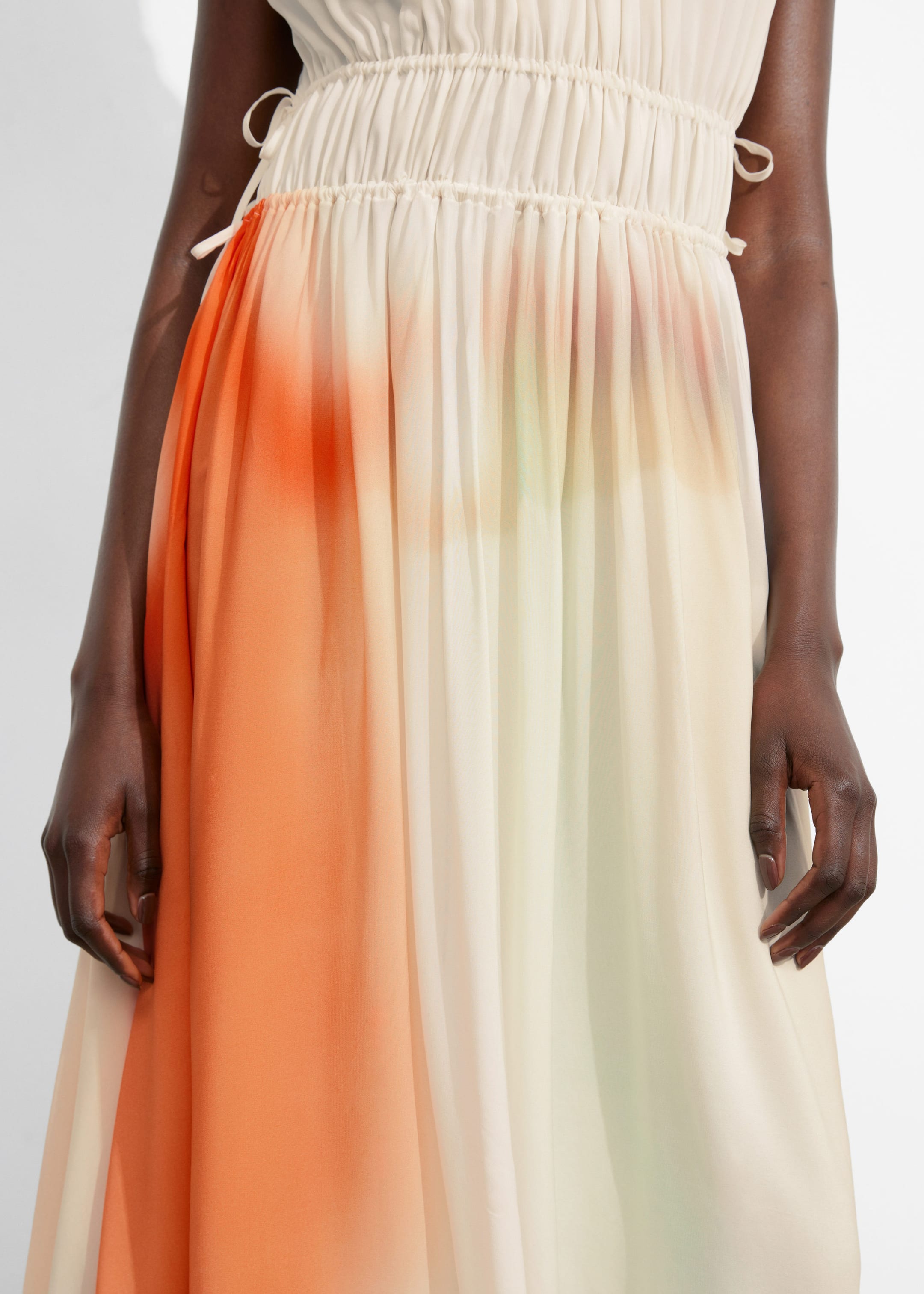 Sleeveless Maxi Dress - Cream/Orange/Lilac - Lookbook