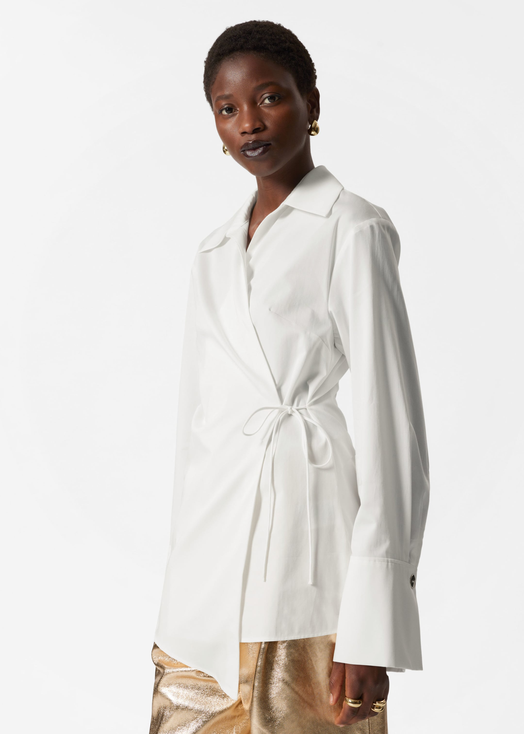 Image of Cotton Wrap Shirt