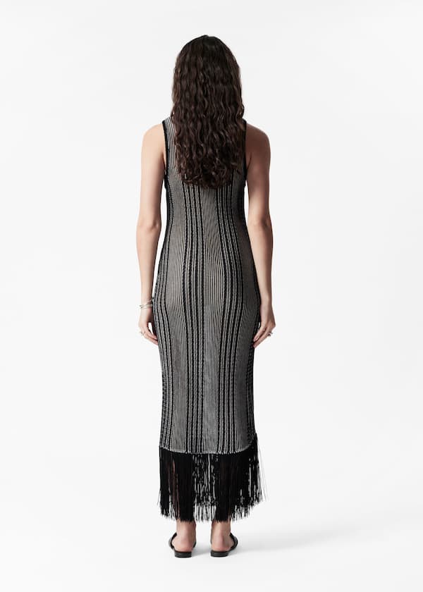 Knitted Fringe Midi Dress
