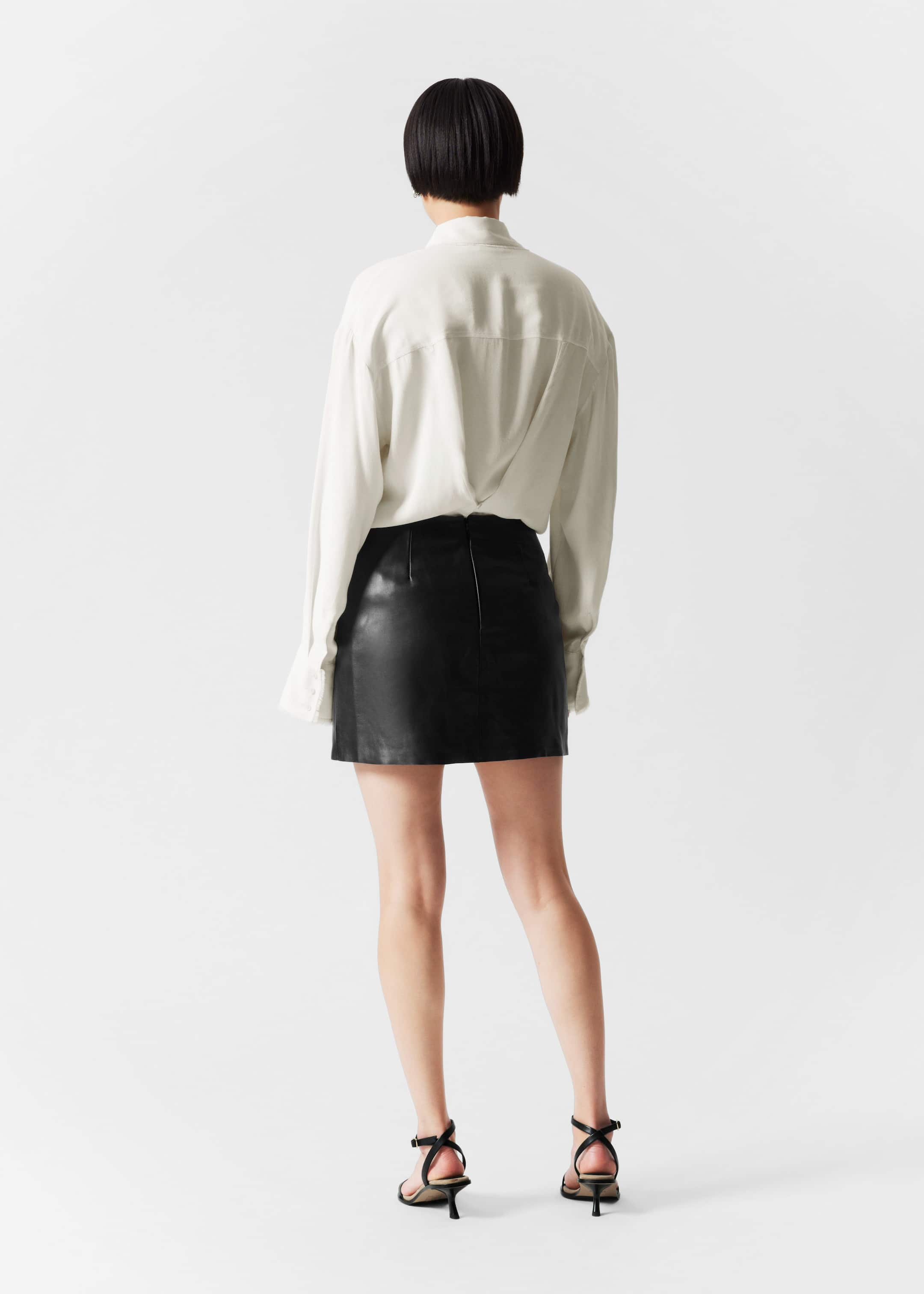 Raw-Edge Leather Mini Skirt - Black - Lookbook