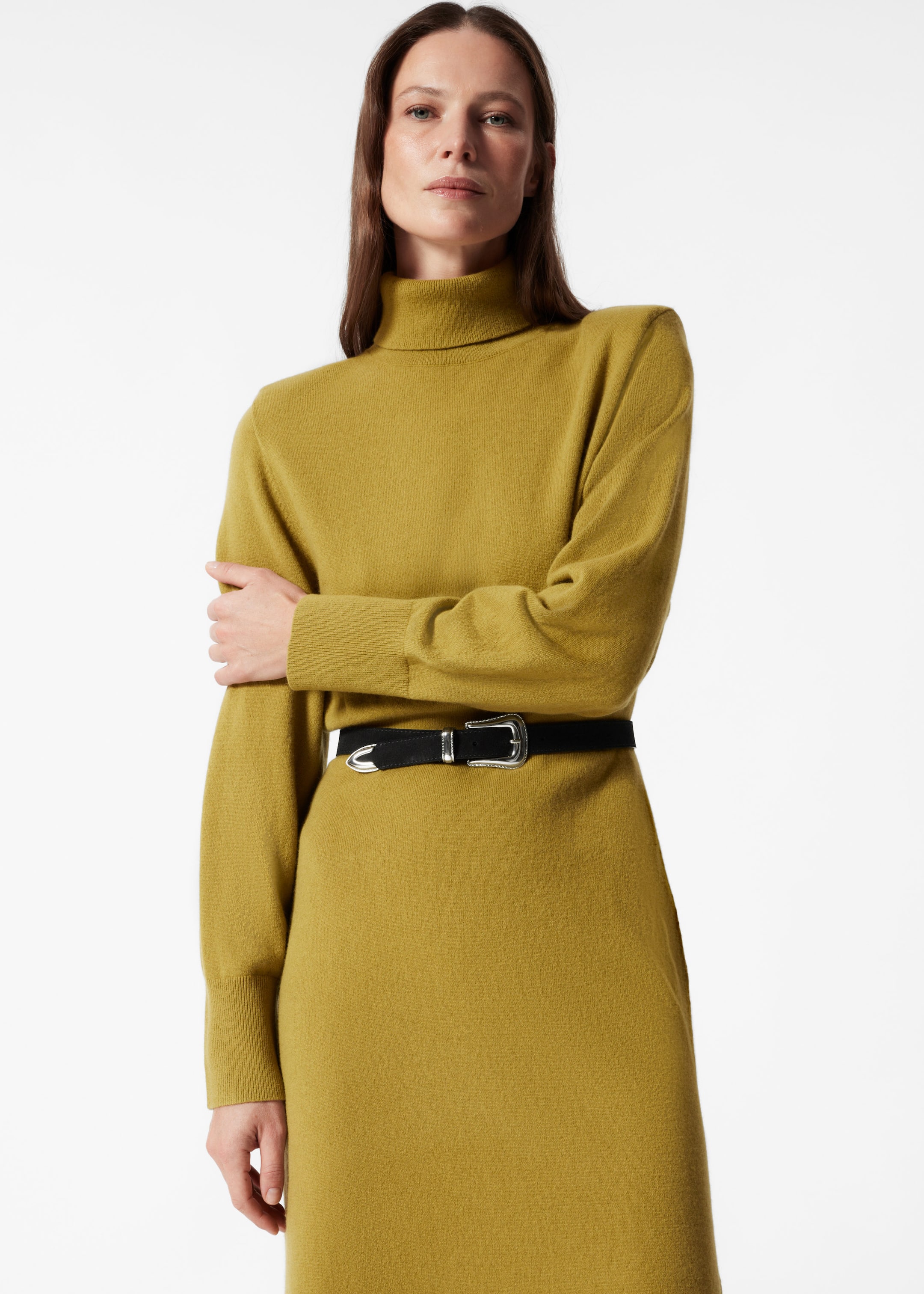 Turtleneck Merino Wool Dress - Black - Lookbook