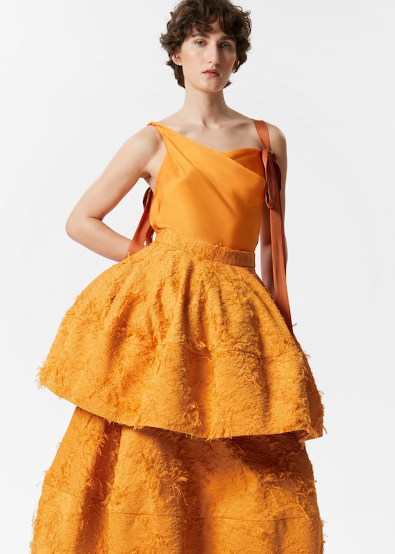Voluminous Ruffle Midi Skirt