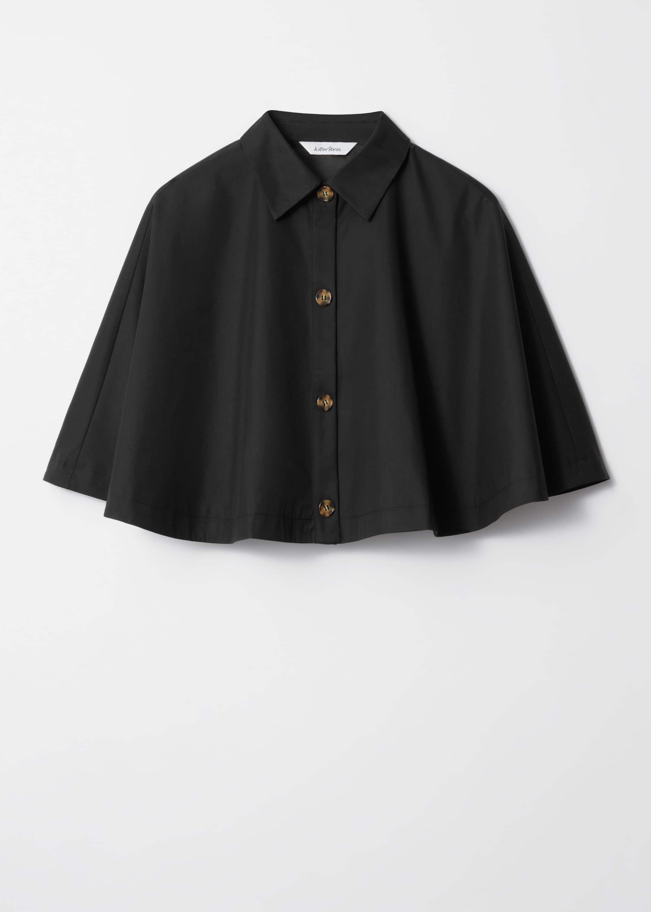 Cropped Trench Cape - Black - Still Life