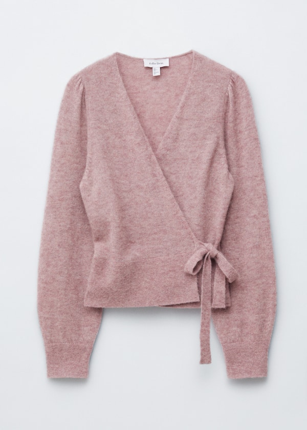 Mohair-Blend Knitted Wrap Cardigan