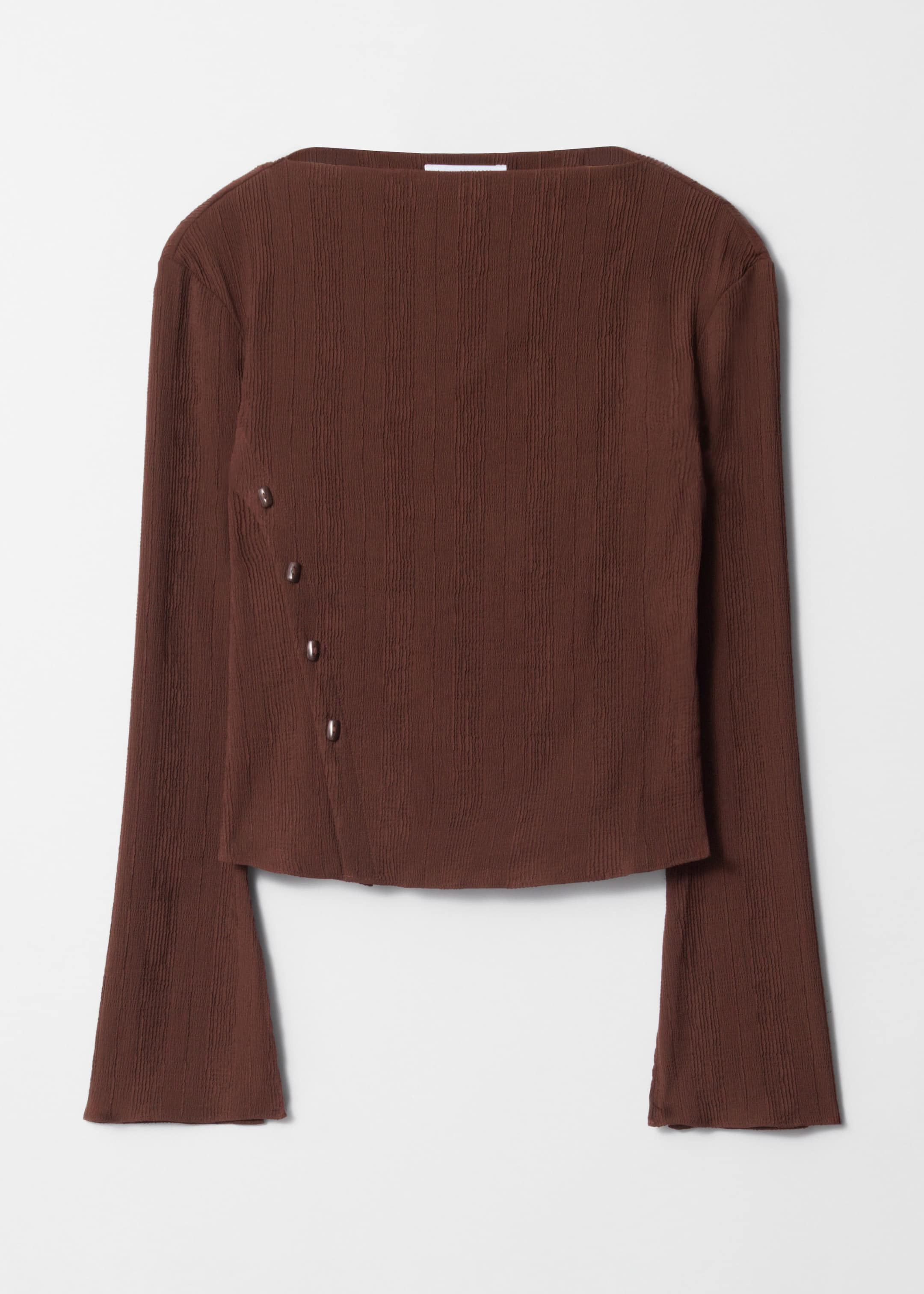 Boat-Neck Flared-Sleeve Top - Brown - Still Life