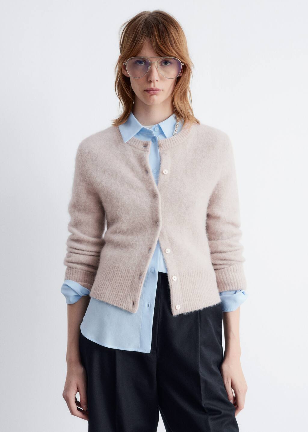 Alpaca-Blend Knit Cardigan - Greige - Cardigans - & Other