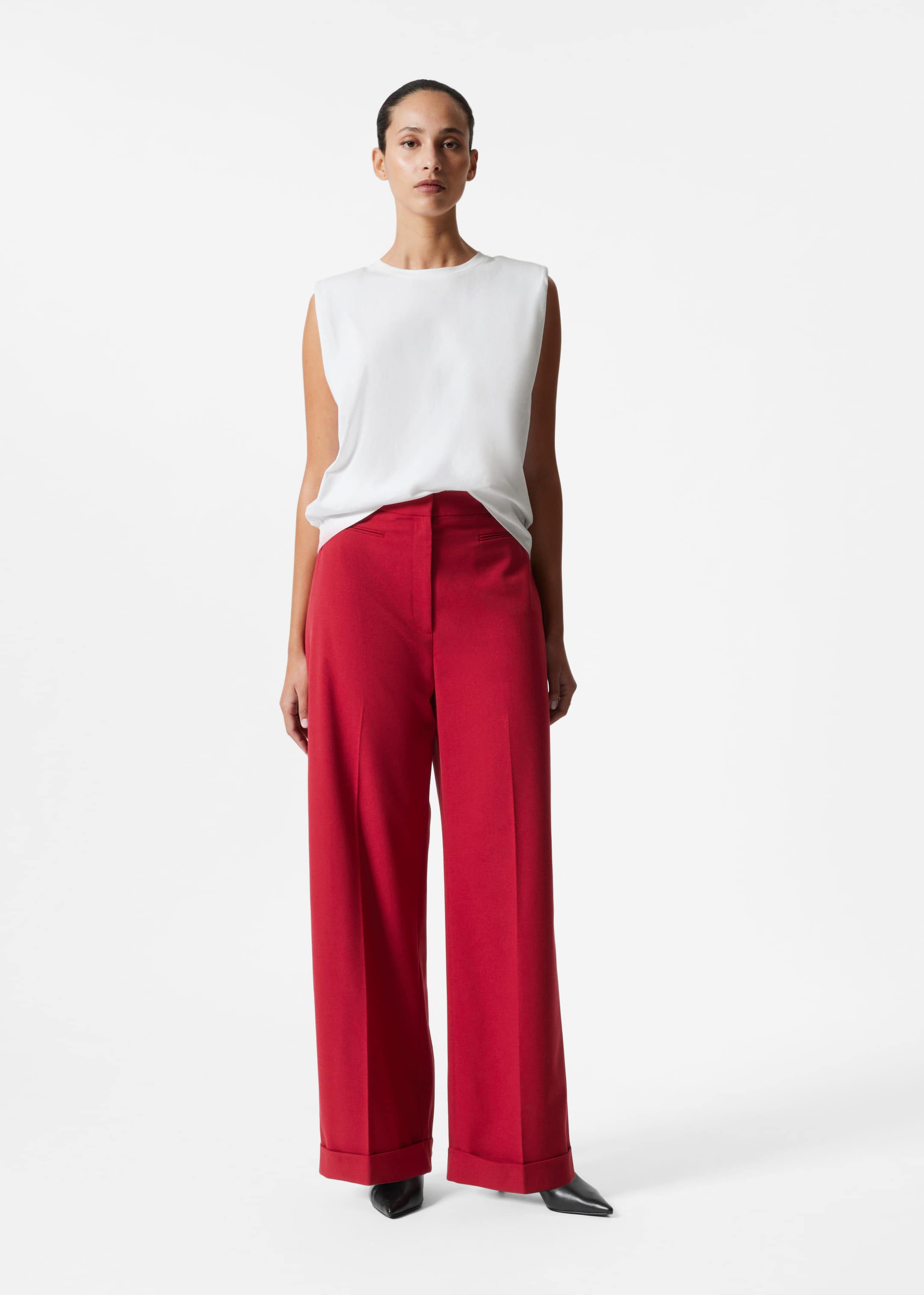 Pantalon habille a taille haute Rouge Other Stories FR