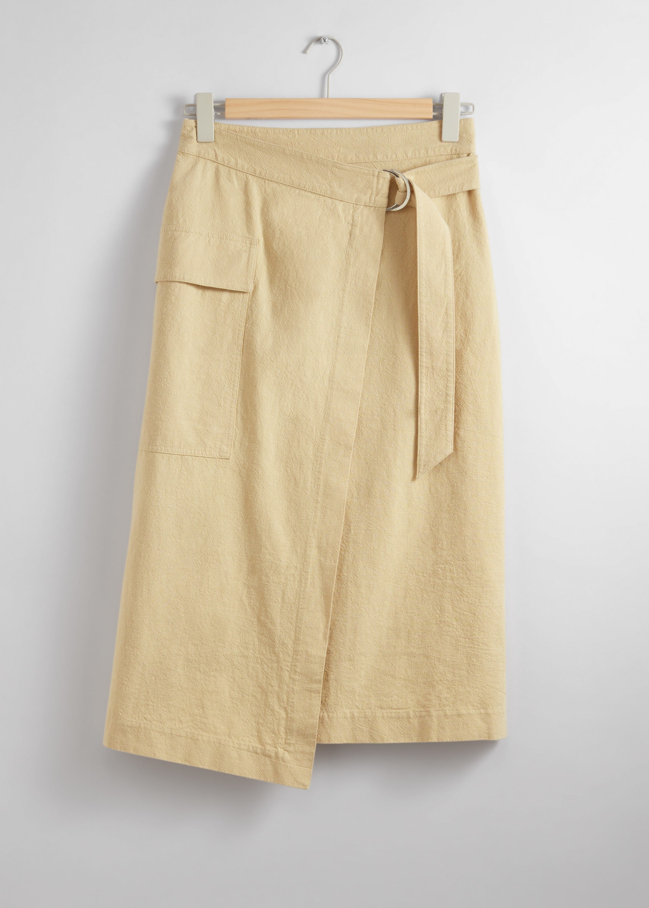 Asymmetric Wrap Midi Skirt Beige Other Stories NL