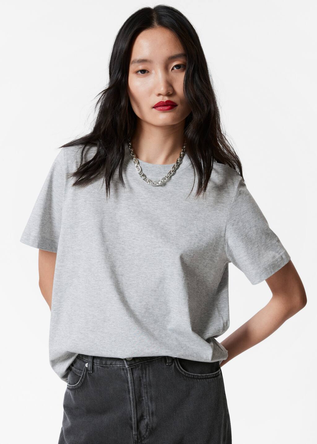 Relaxed Crewneck T-Shirt - Grey - Tops & T-shirts - & Other