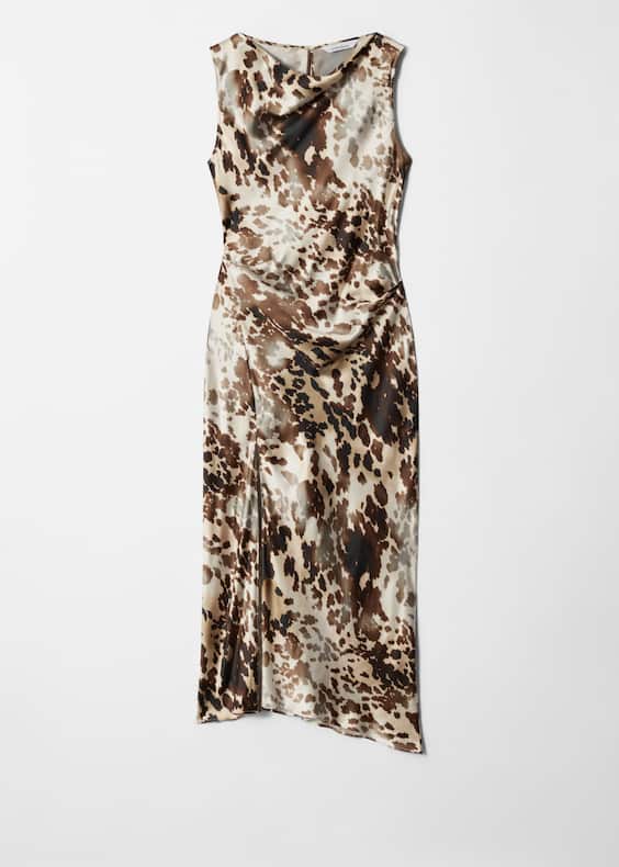Draped Satin Midi Dress
