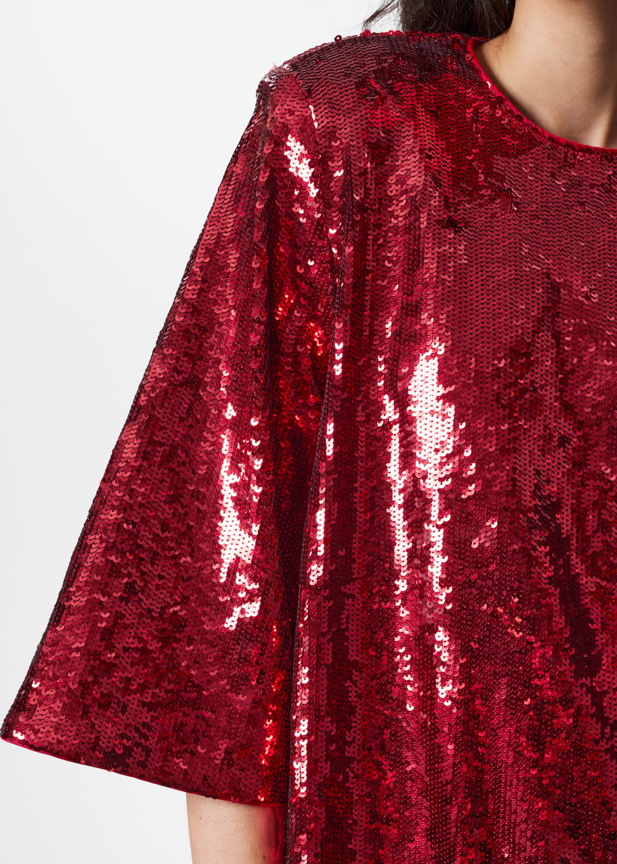 Mini robe droite à sequins - Rouge - Lookbook