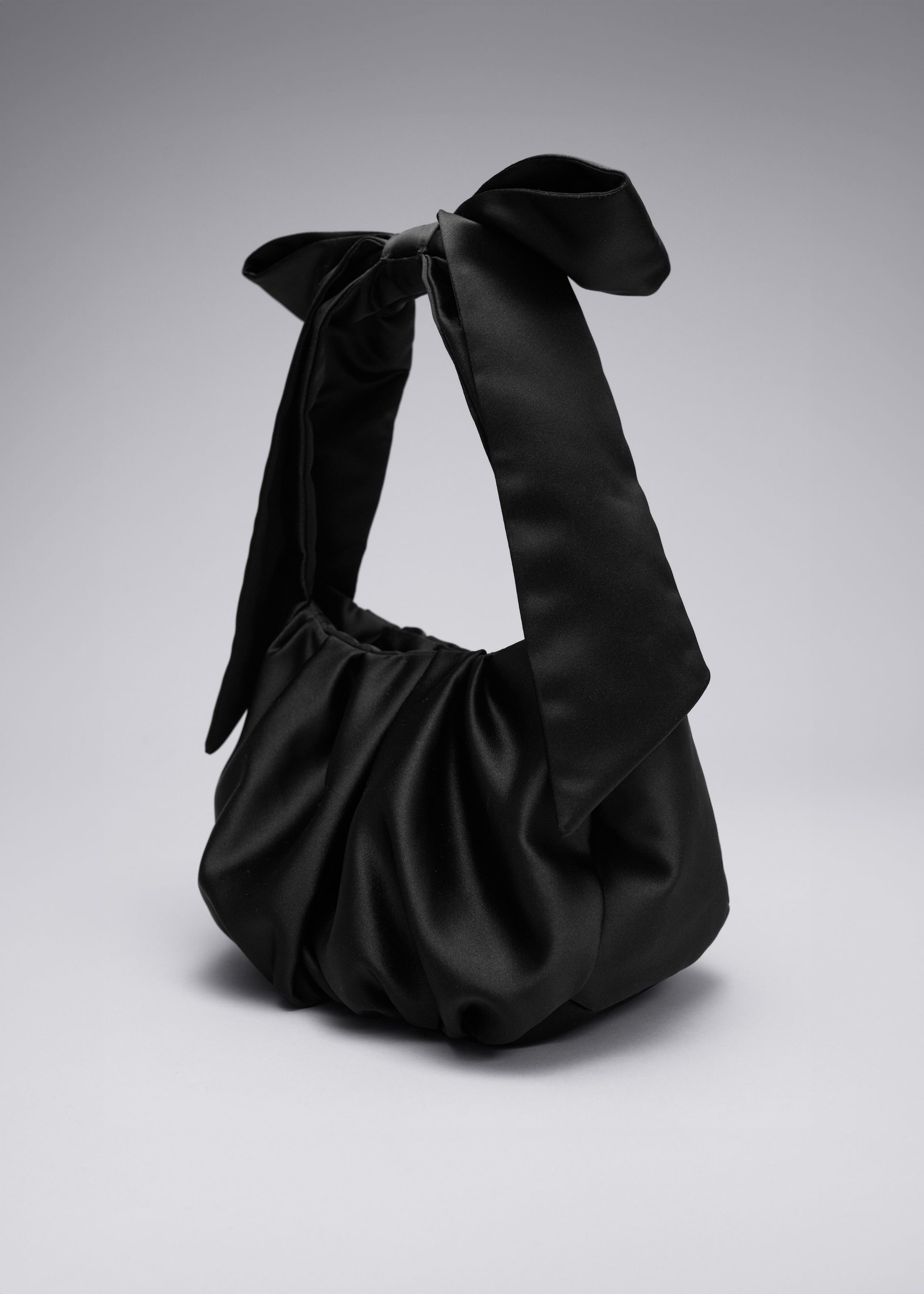 Satin Bow Bag - Black - Still Life