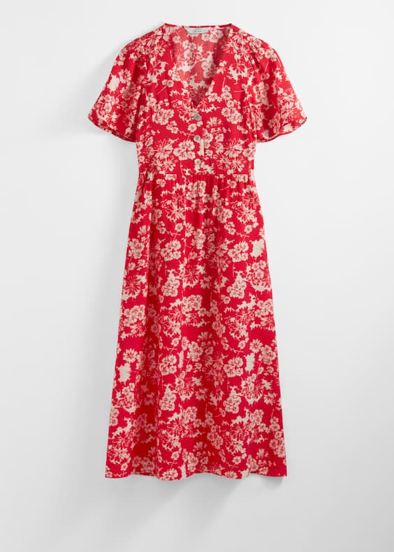 Flutter-Sleeve Midi Dress