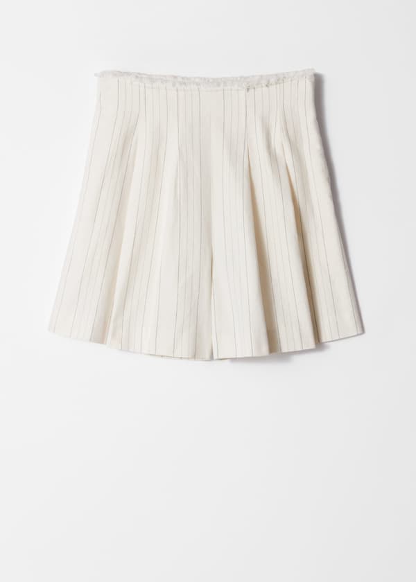 Raw-Edge Pleated Shorts