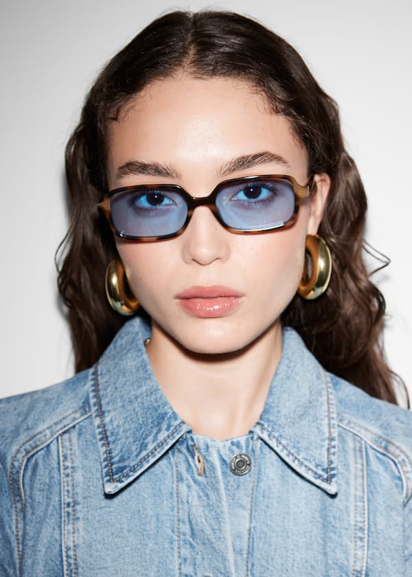 Elongated Rectangular-Frame Sunglasses