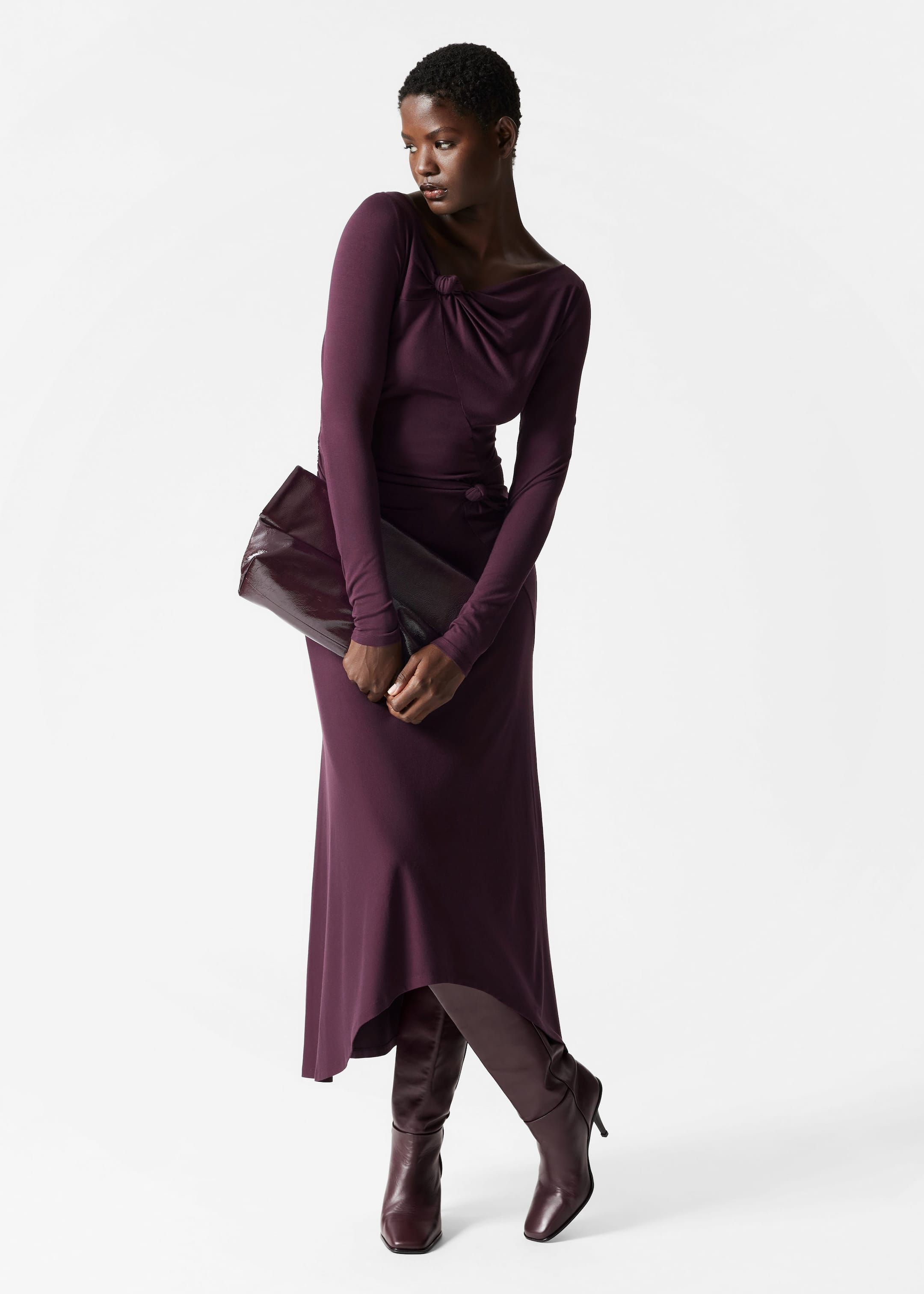 Image of Draped Knotted Midi Dress