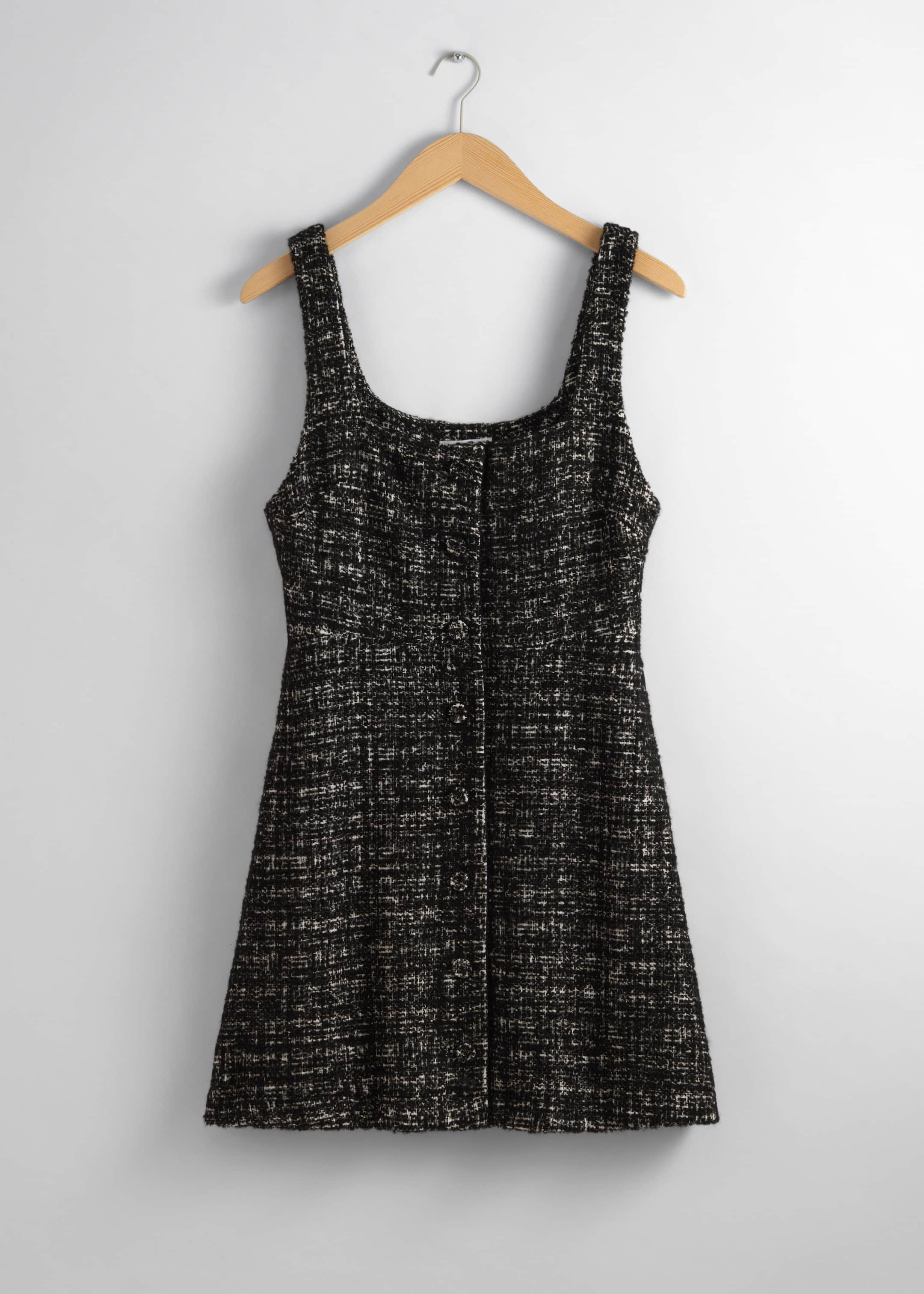 Robe courte sans manches en tweed - Tweed noir - Still Life