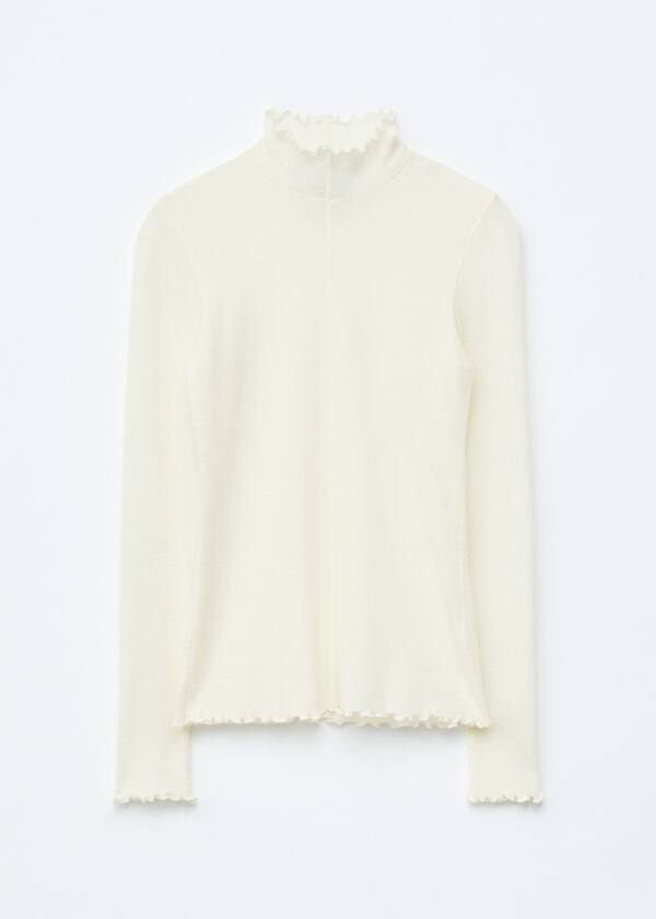 Scalloped Mock-Neck Top