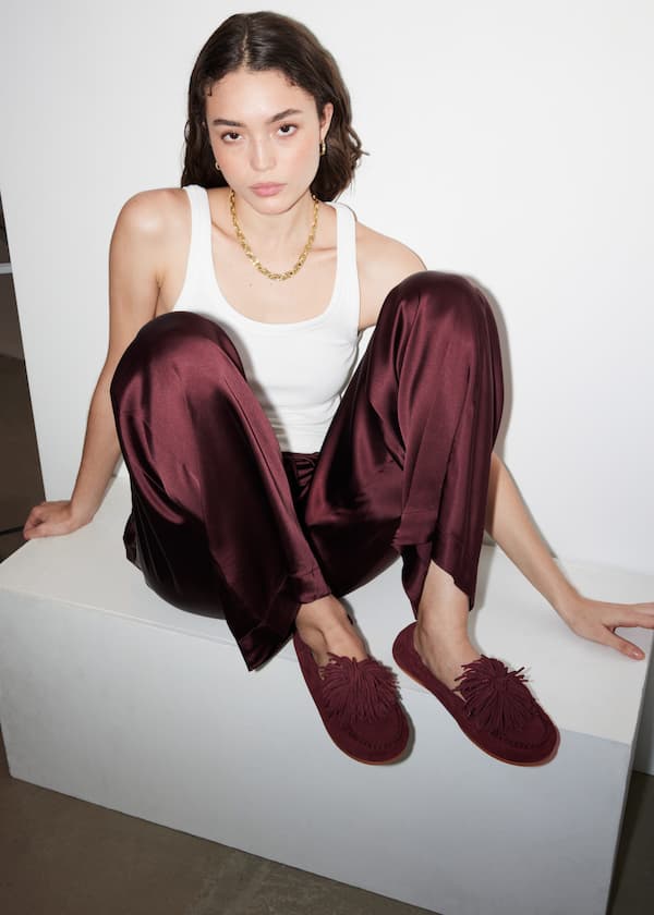 Pompom Suede Loafers