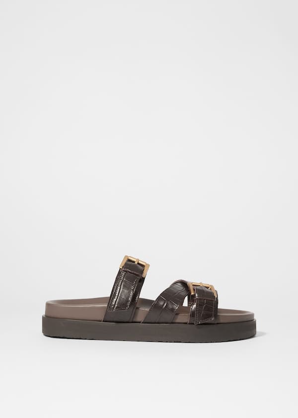 Cross-Strap Leather Sandals