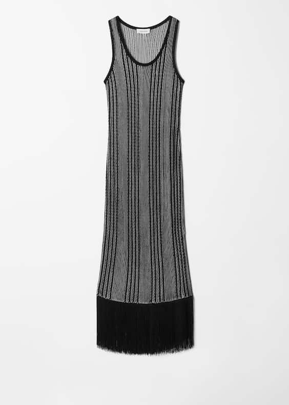 Knitted Fringe Midi Dress