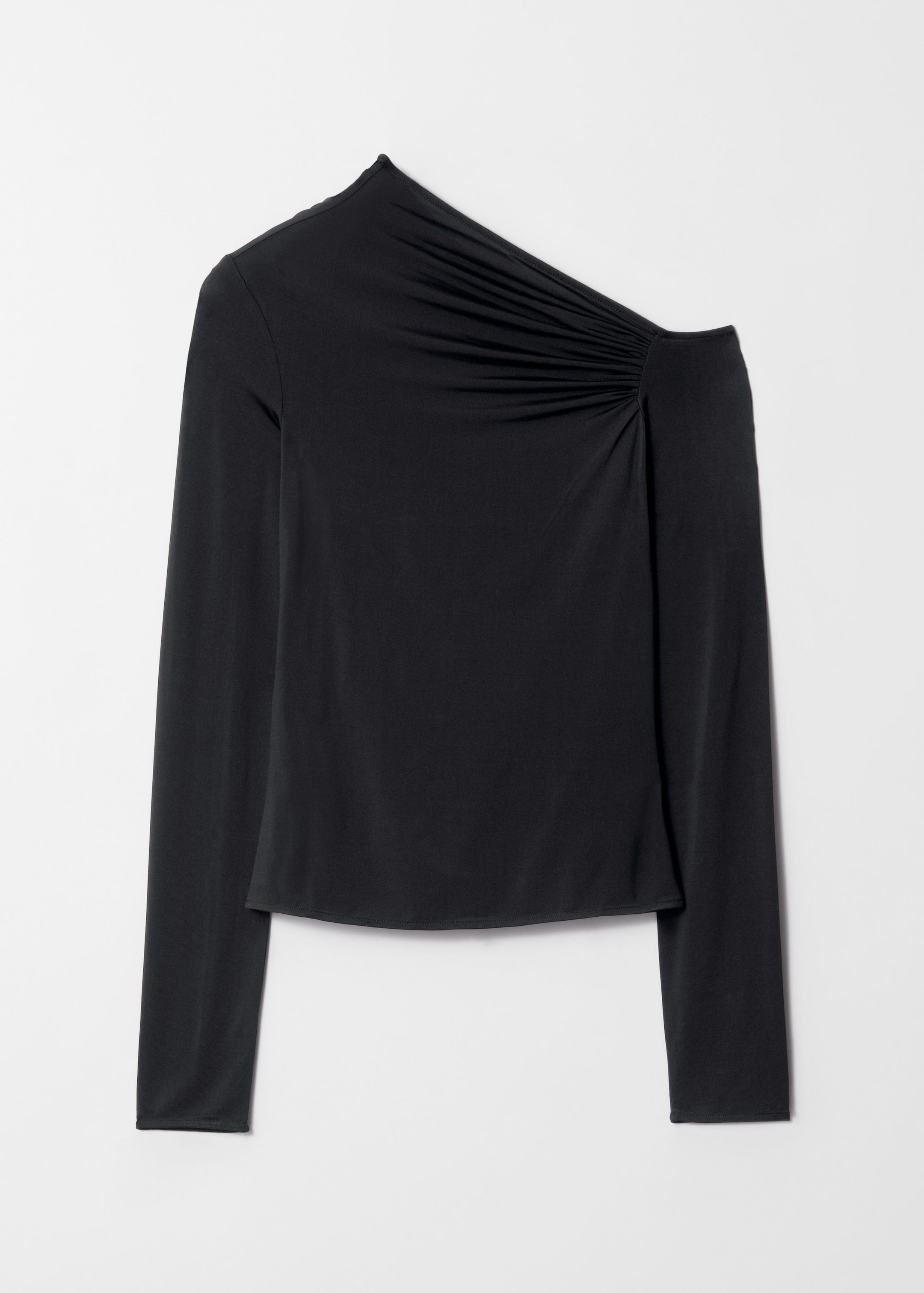 Ruched Asymmetric Top - Black - Still Life