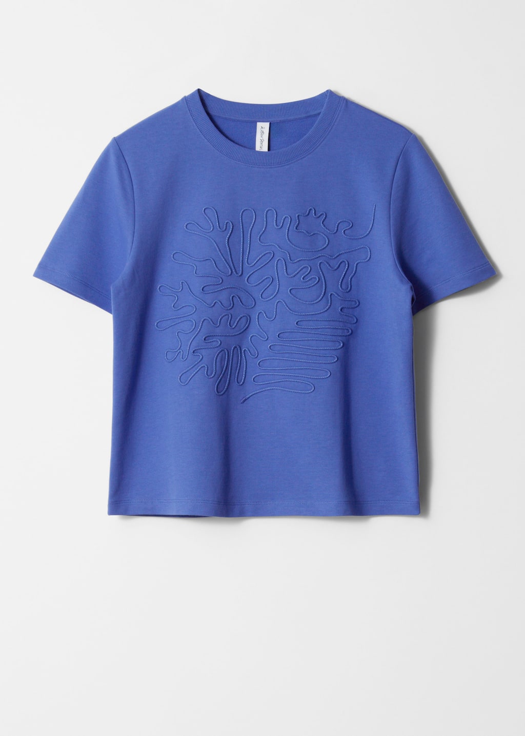 Floral-Appliqué T-Shirt - Blue Abstract Pattern - & Other
